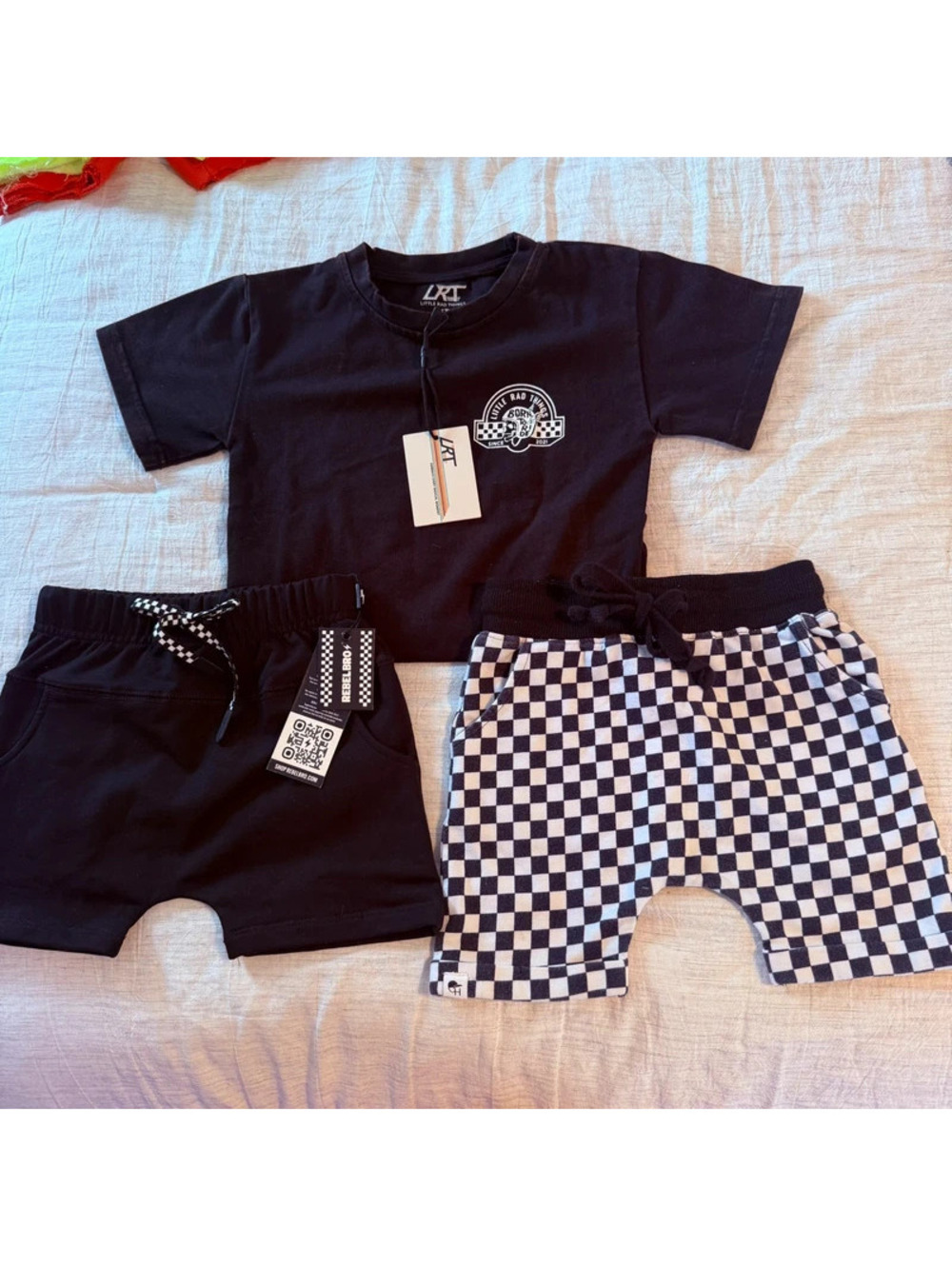 Checkerboard toddler shorts and tshirt bundle